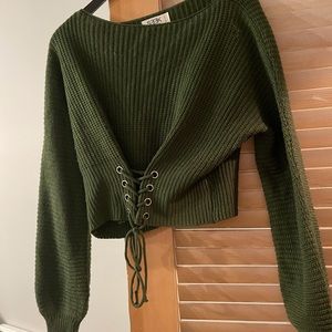 green corset lf sweater